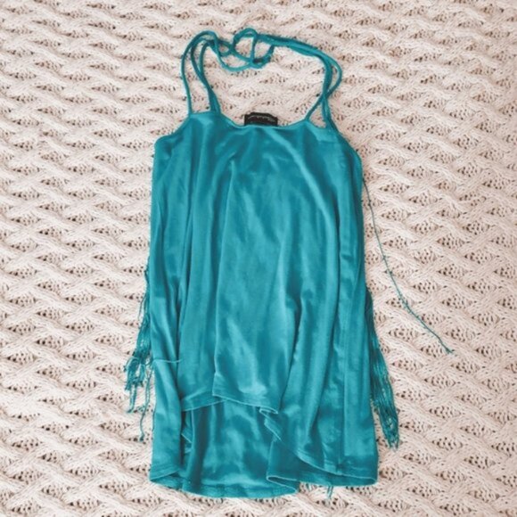 Vintage Flapper Roaring 20s Strappy Flowy Teal Top- Small - Picture 6 of 7